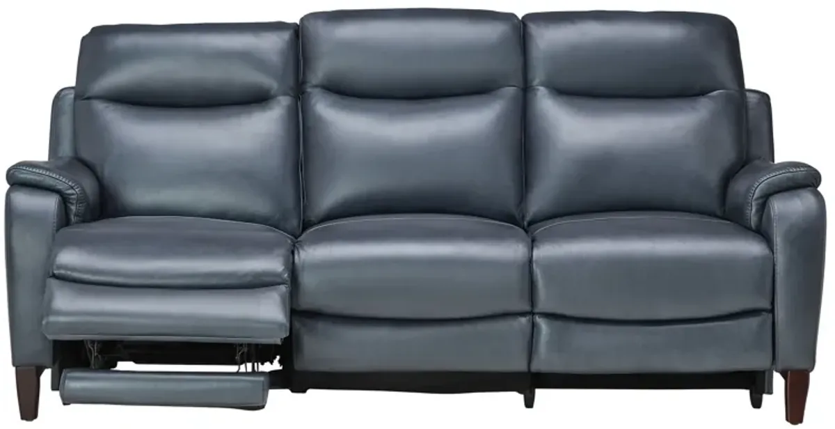 Marco Blue Dual Power Leather Reclining Sofa