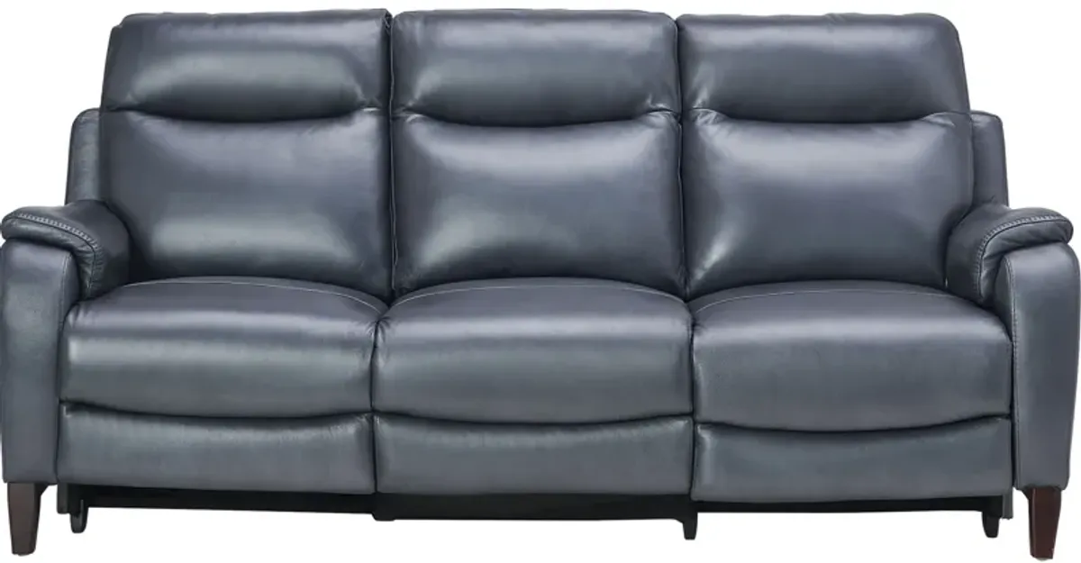 Marco Blue Dual Power Leather Reclining Sofa