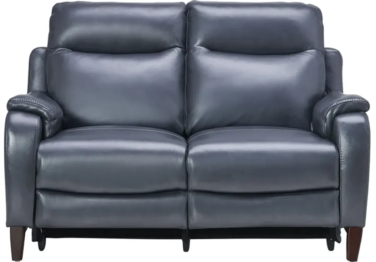 Marco Blue Dual Power Leather Reclining Loveseat