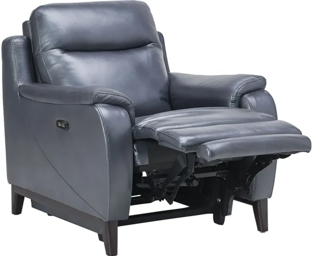 Marco Blue Dual Power Leather Recliner