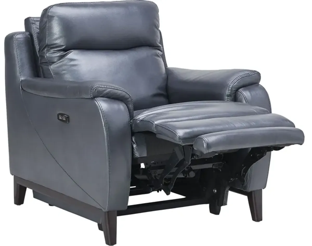 Marco Blue Dual Power Leather Recliner