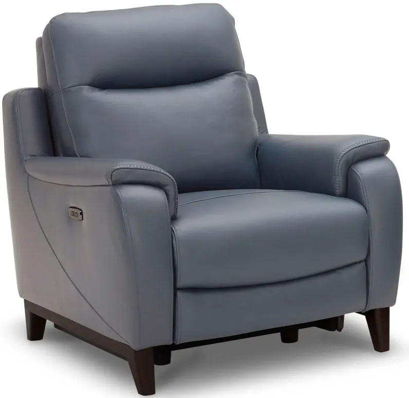 Marco Blue Dual Power Leather Recliner