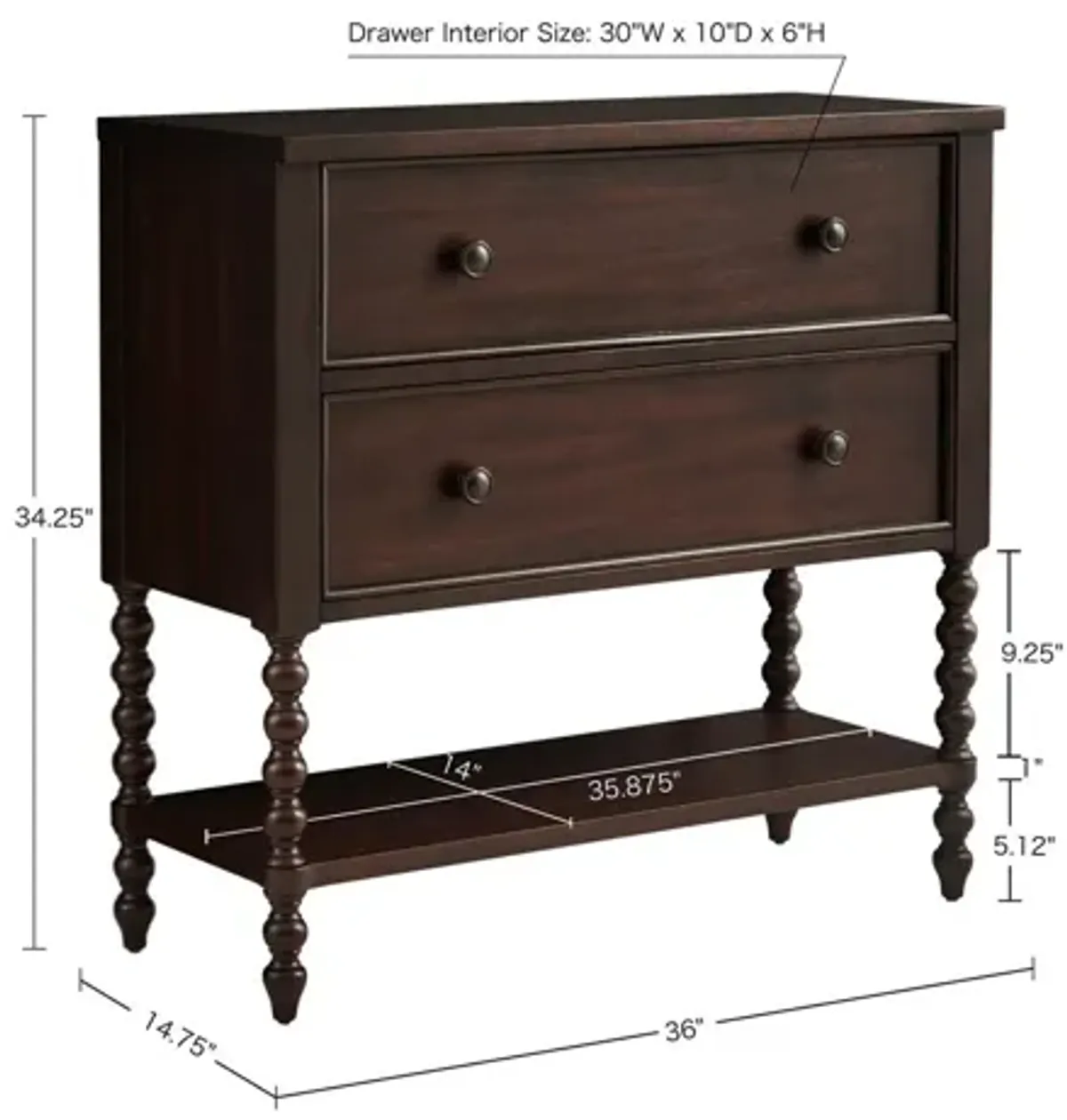 Beckett 2 Drawer Brown Accent Chest