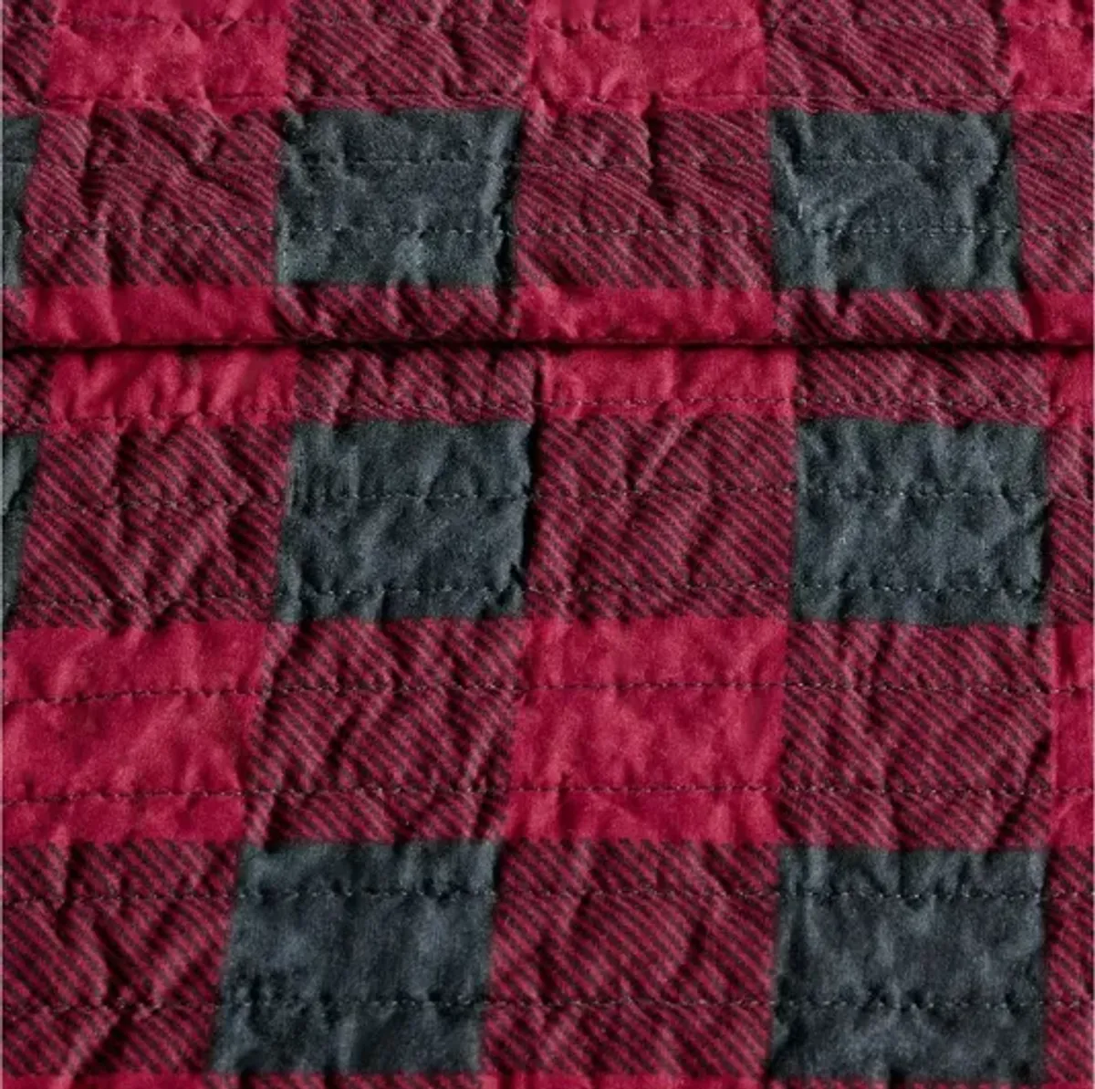 Check Oversized Red Full/Queen Quilt Mini Set