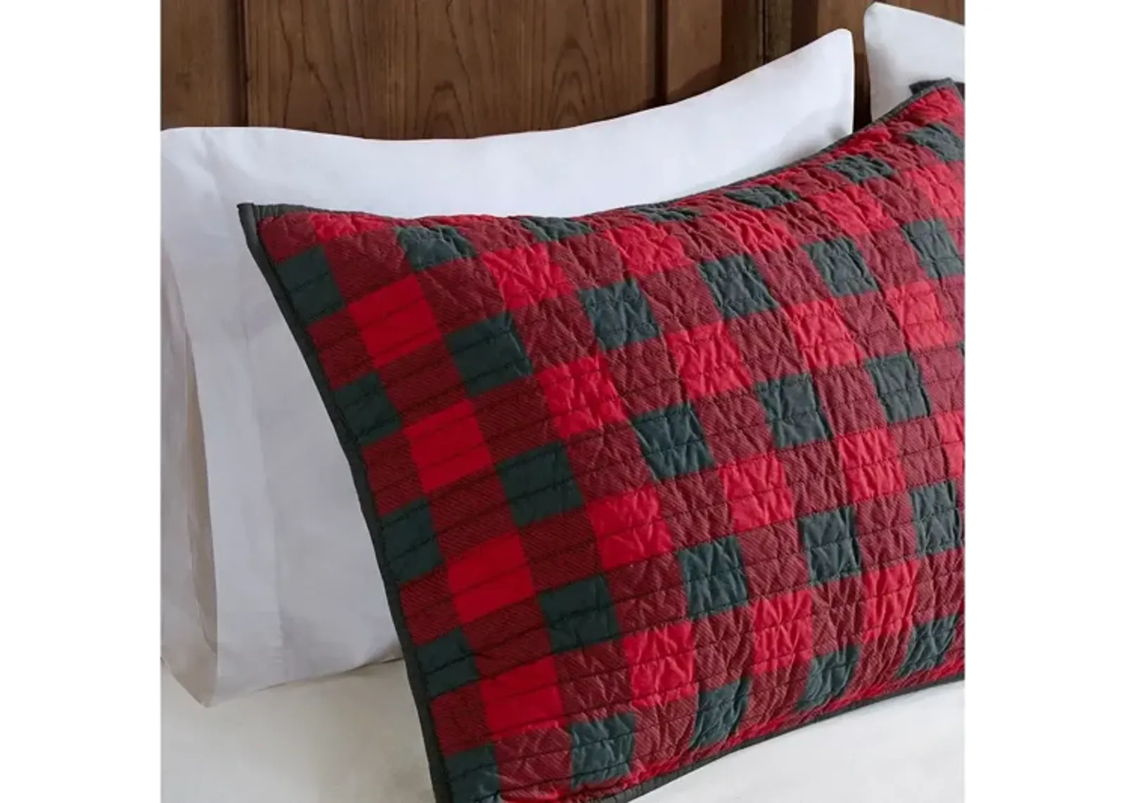 Check Oversized Red Full/Queen Quilt Mini Set