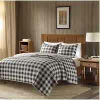 Check Oversized Gey King/Cal King Quilt Mini Set