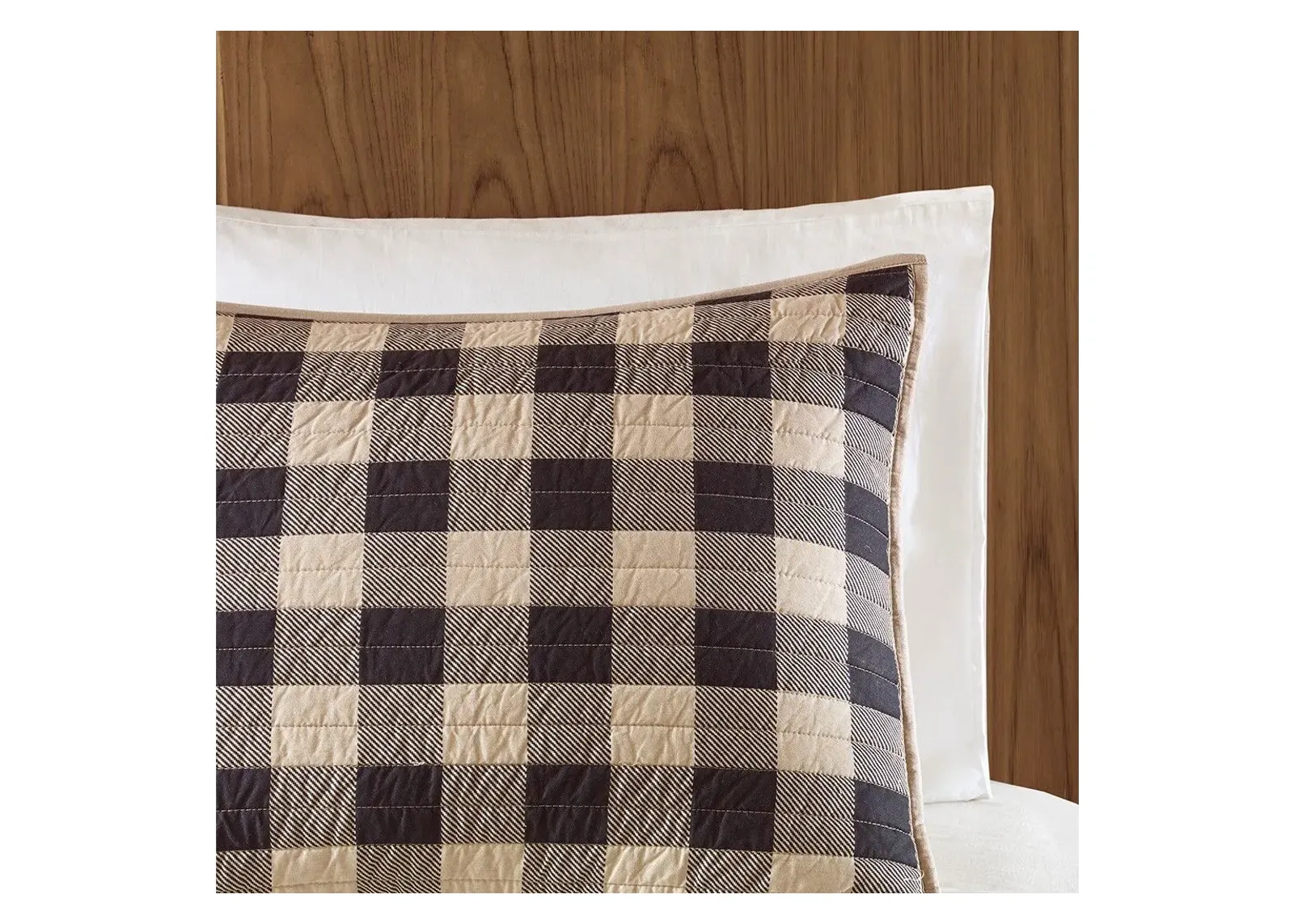 Check Oversized Tan King/Cal King Quilt Mini Set