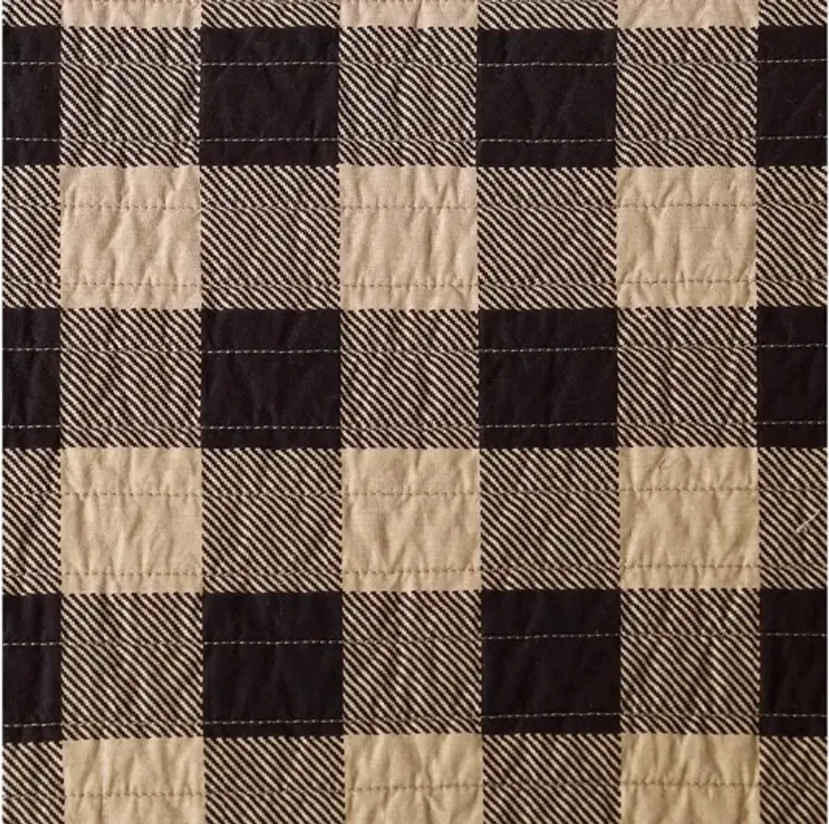 Check Oversized Tan King/Cal King Quilt Mini Set