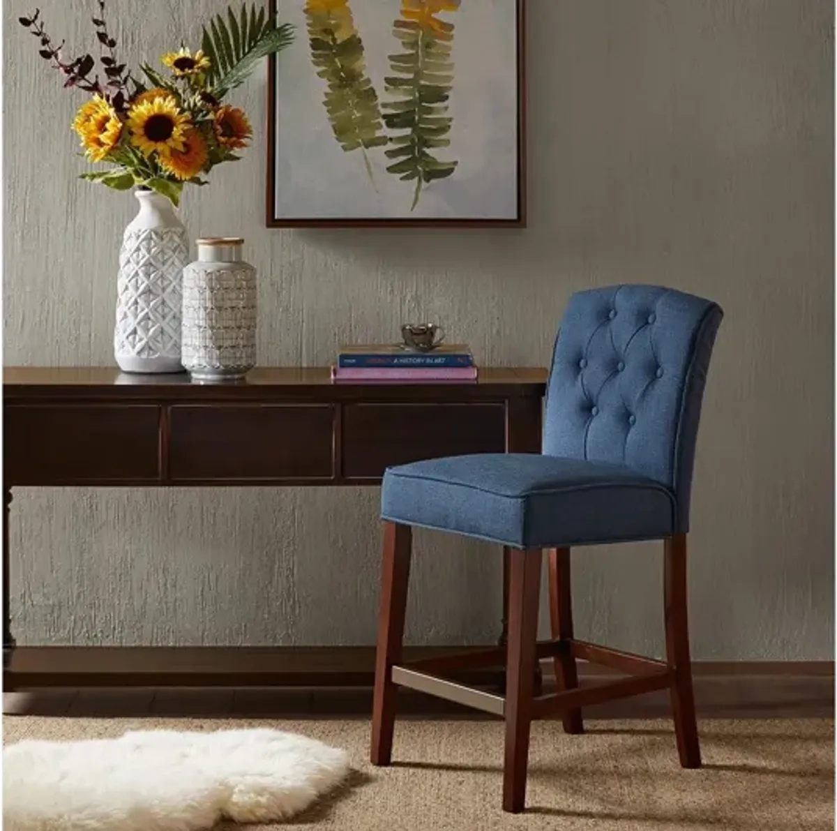 Marian Navy Tufted Counter Stool