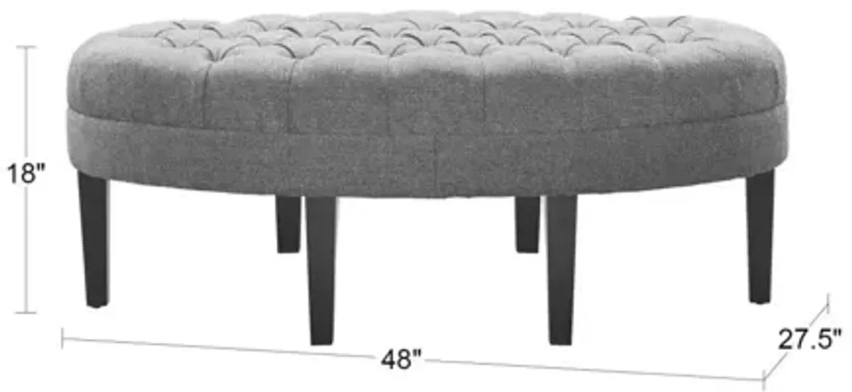 Martin Linen Surfboard Tufted Ottoman