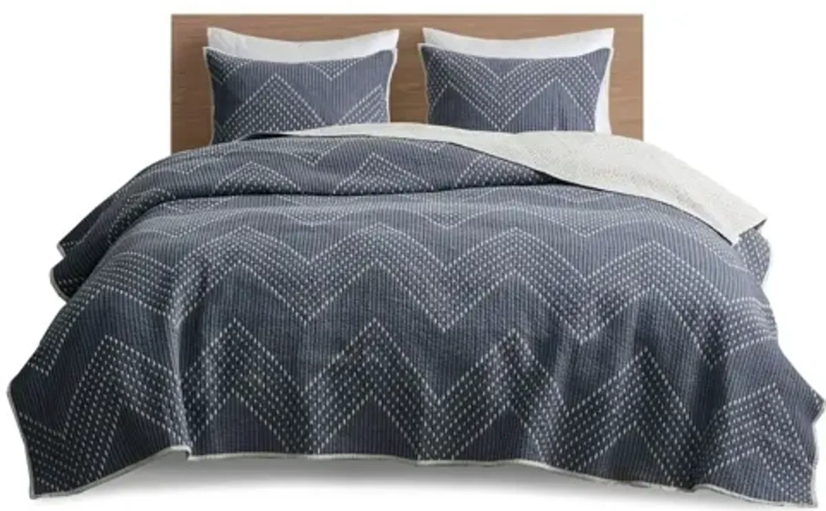 Pomona Cotton Embroidered 3 Piece Full/Queen Coverlet Set