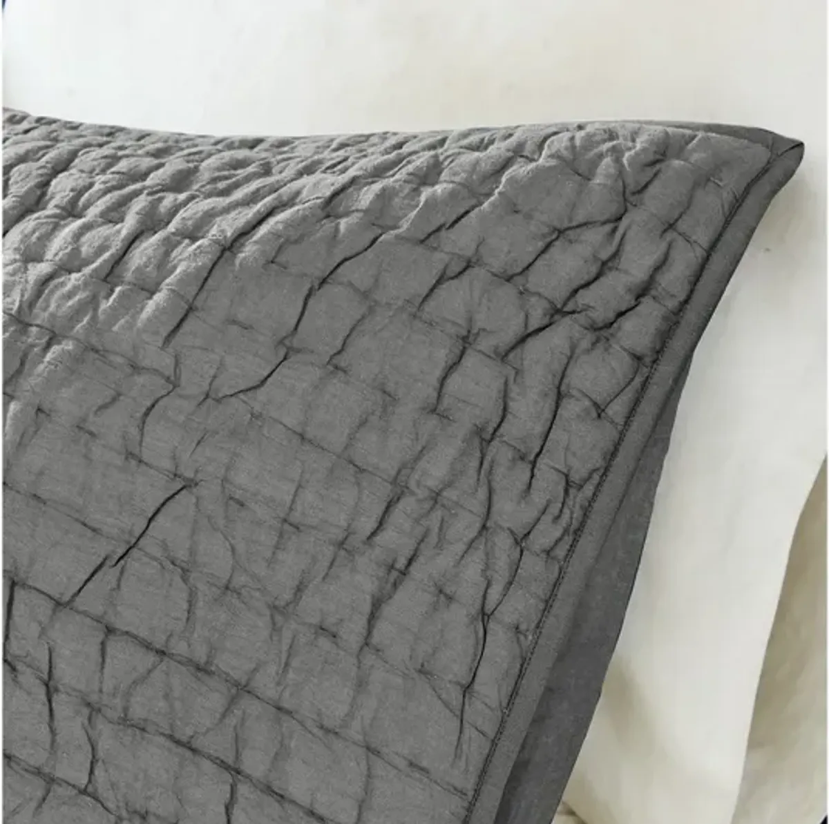 Serene Cotton Hand Quilted Grey Full/Queen Coverlet Set