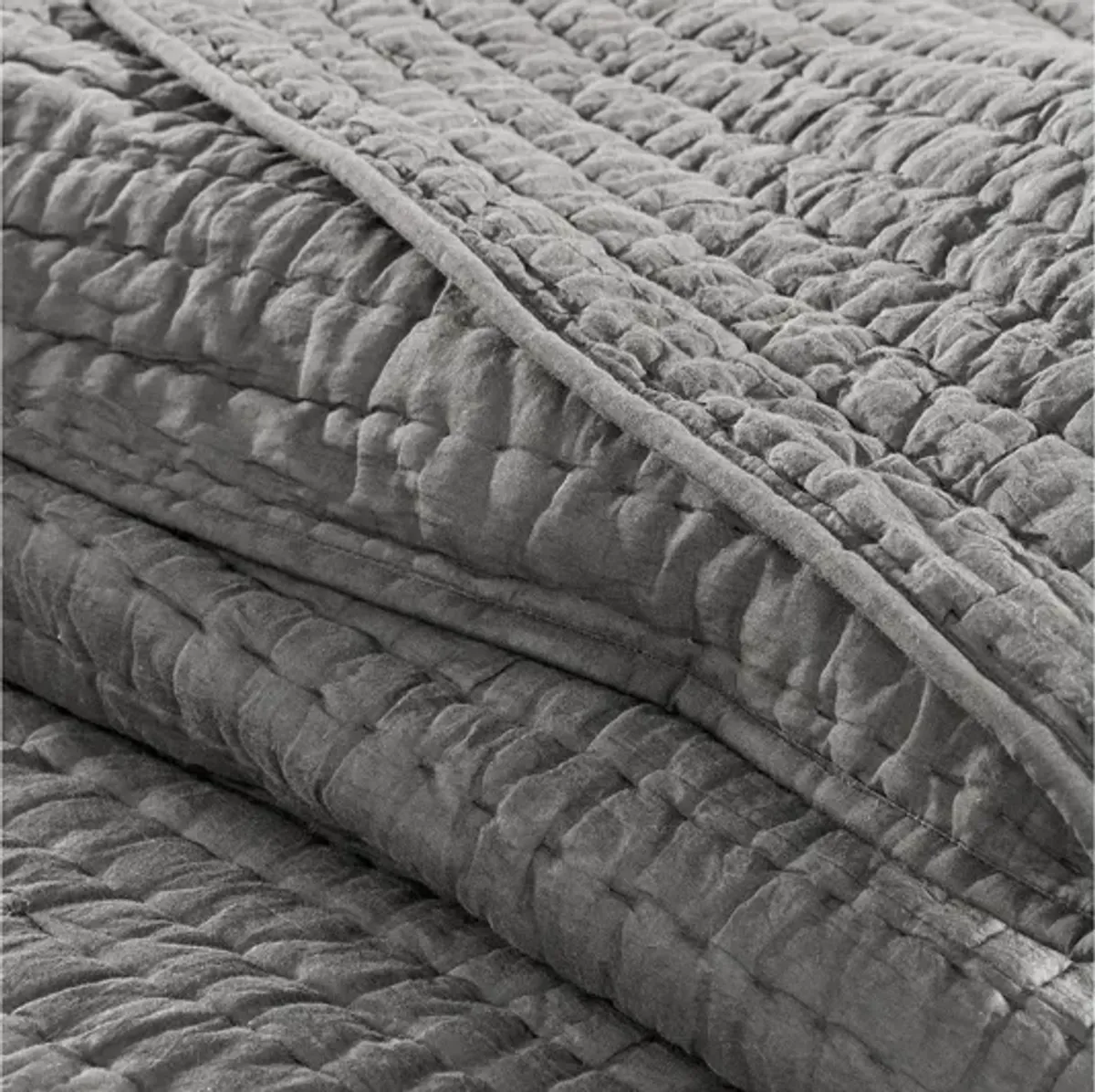 Serene Cotton Hand Quilted Grey Full/Queen Coverlet Set