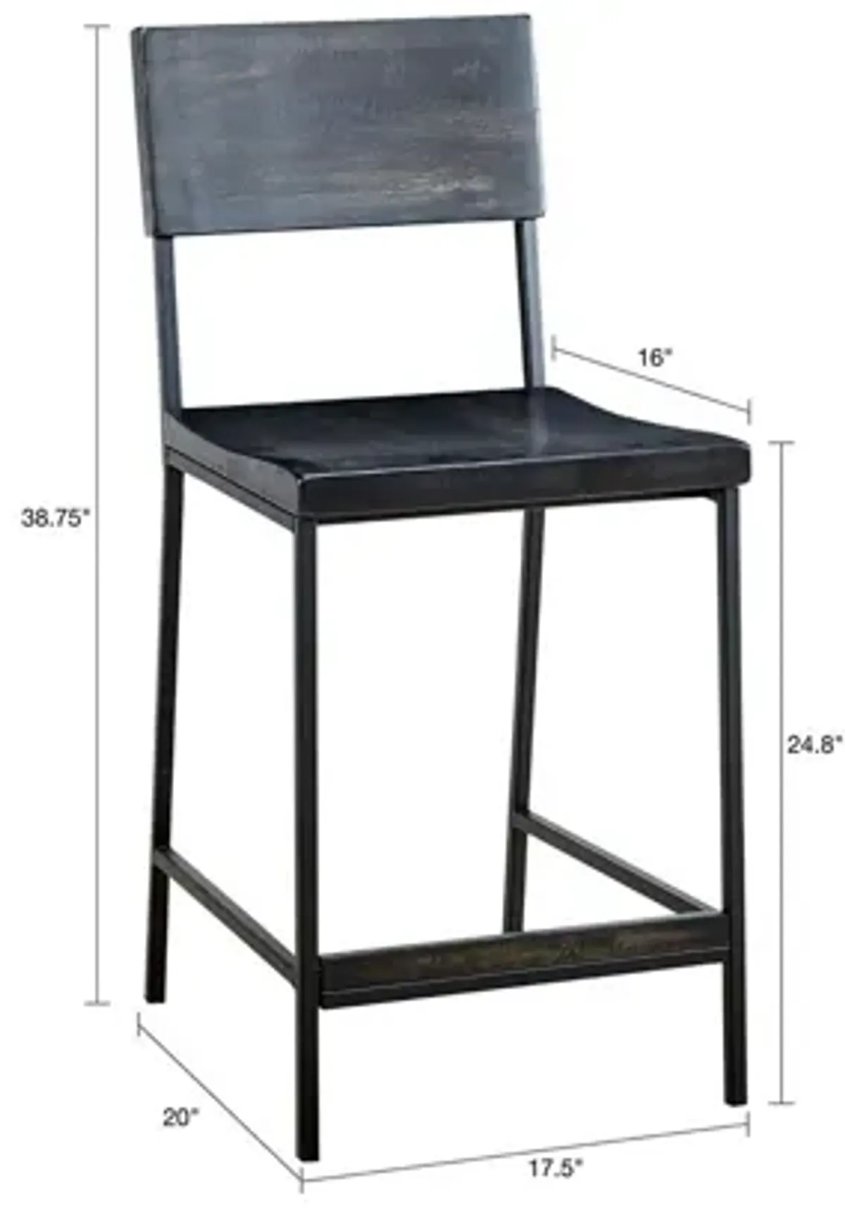 Tacoma 24" Black Counter Stool