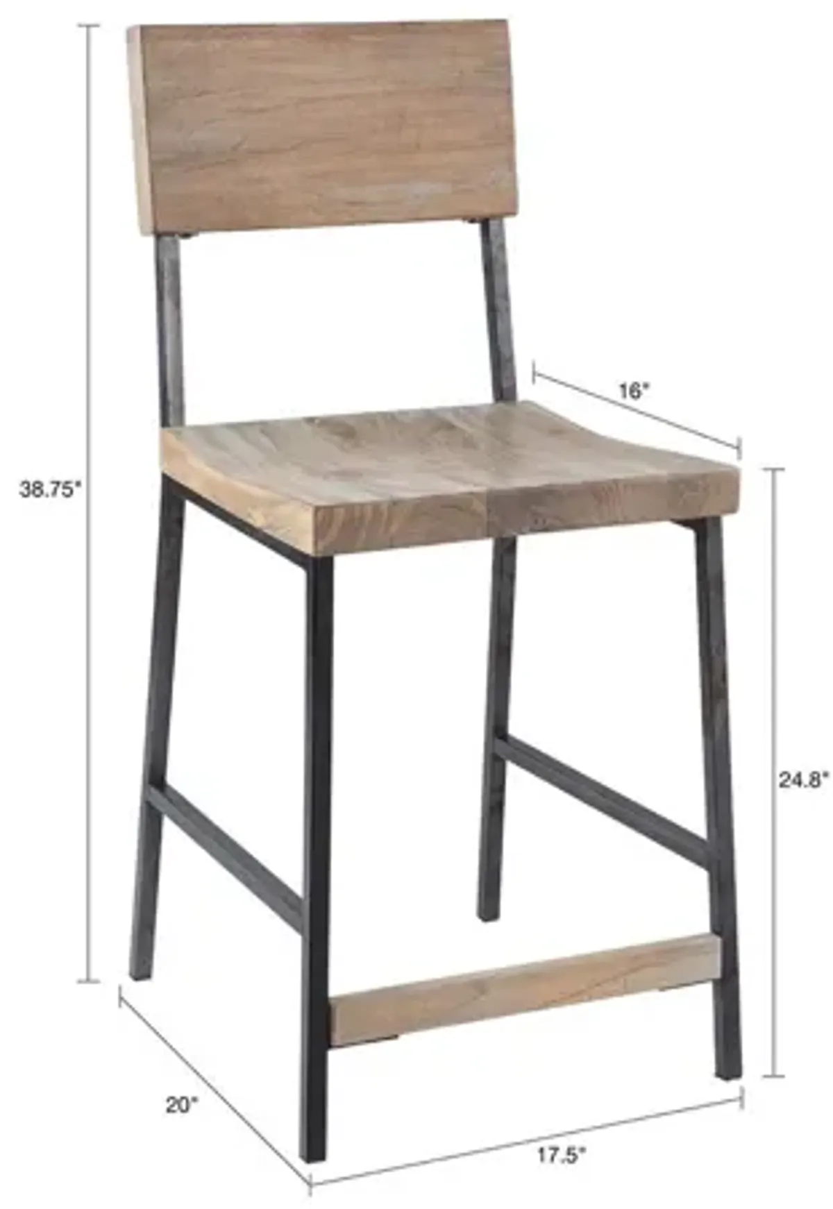 Tacoma 24" Grey Counter Stool