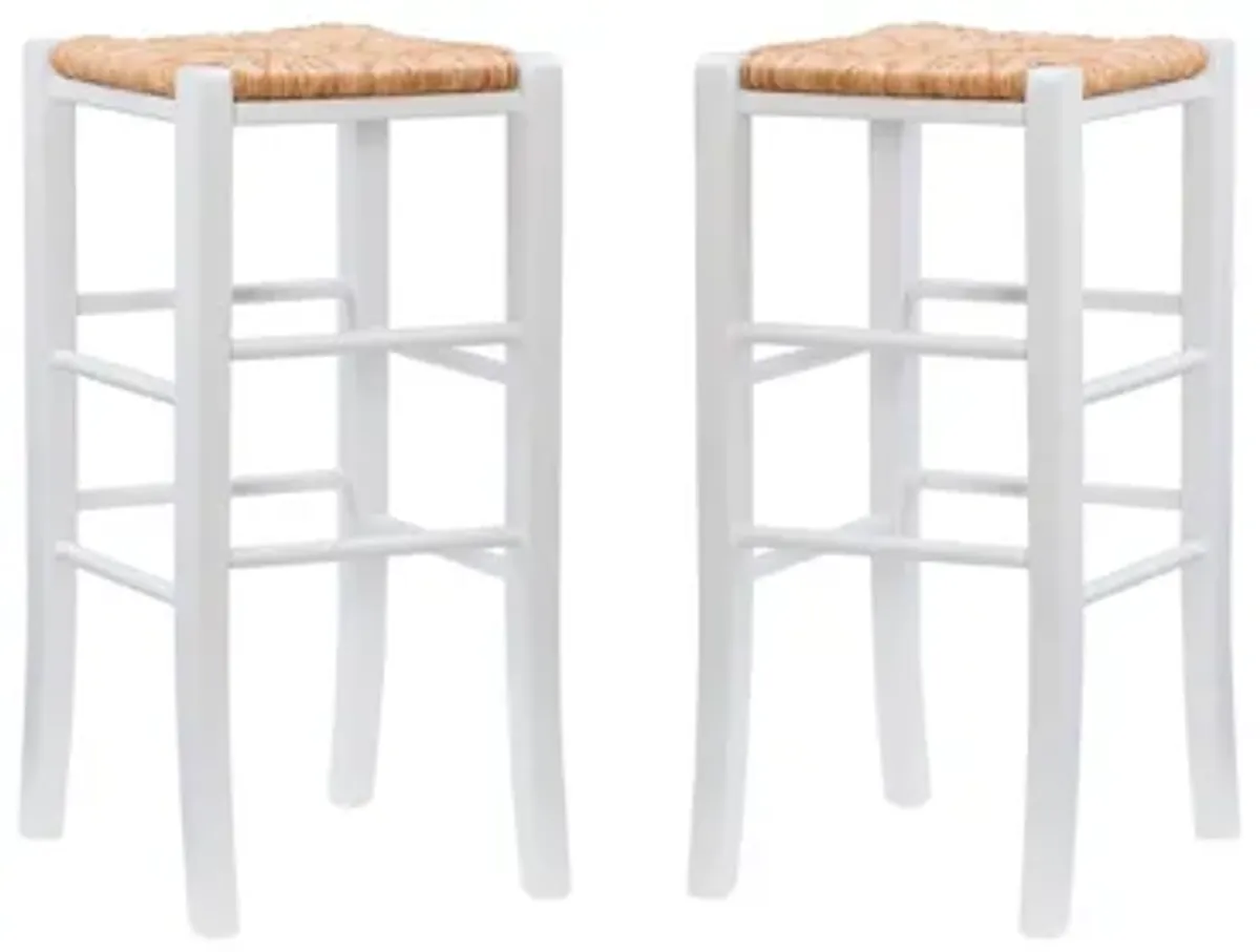 Venezia White Backless Bar Stool, Set of 2