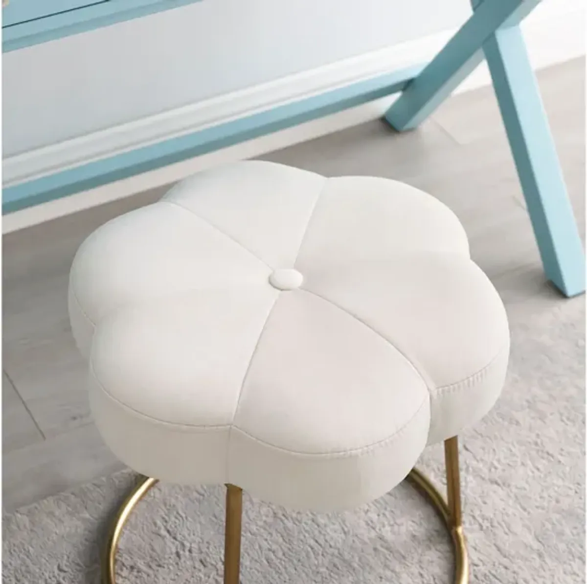 Flower White Vanity Stool