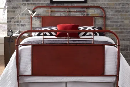 Vintage Full Red Metal Bed