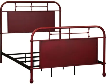 Vintage Full Red Metal Bed