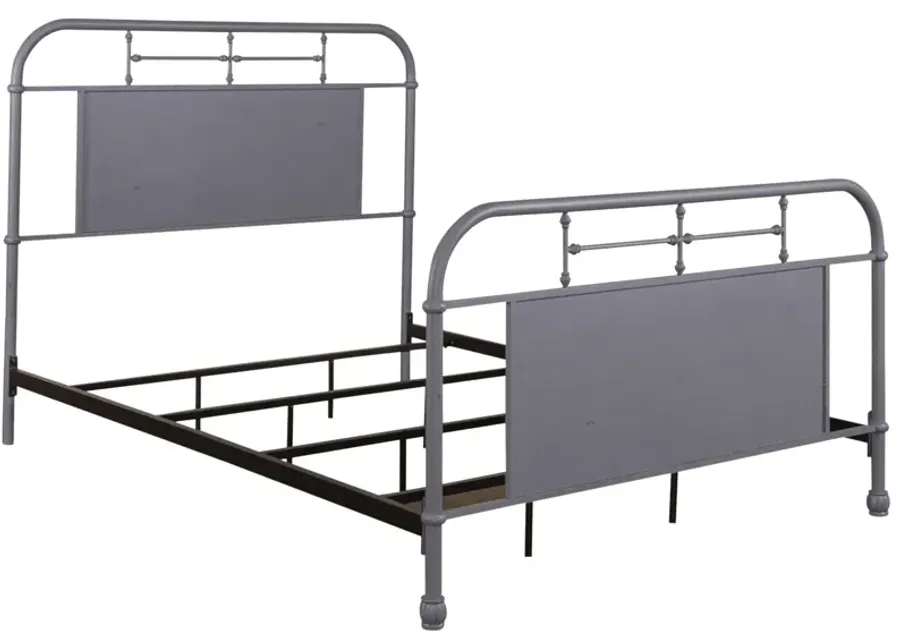 Vintage Full Grey Metal Bed