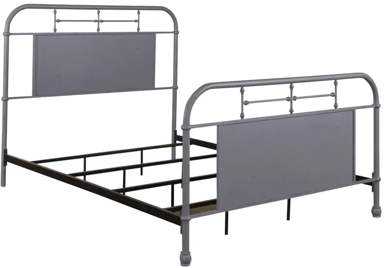Vintage Full Grey Metal Bed