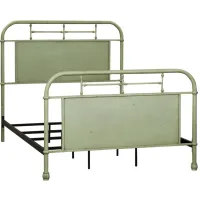 Vintage Full Green Metal Bed