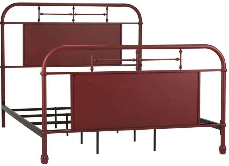 Vintage King Red Metal Bed