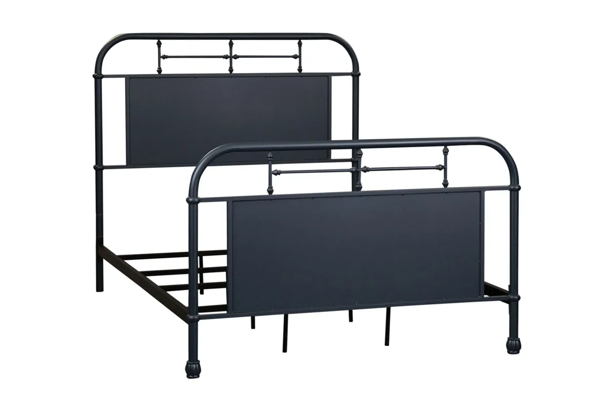 Vintage King Navy Metal Bed