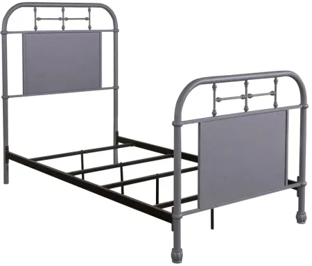 Vintage Twin Grey Metal Bed