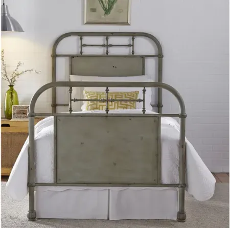 Vintage Twin Green Metal Bed