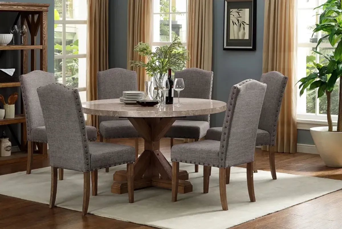 Vesper 54" Round Dining Table + 6 Chairs