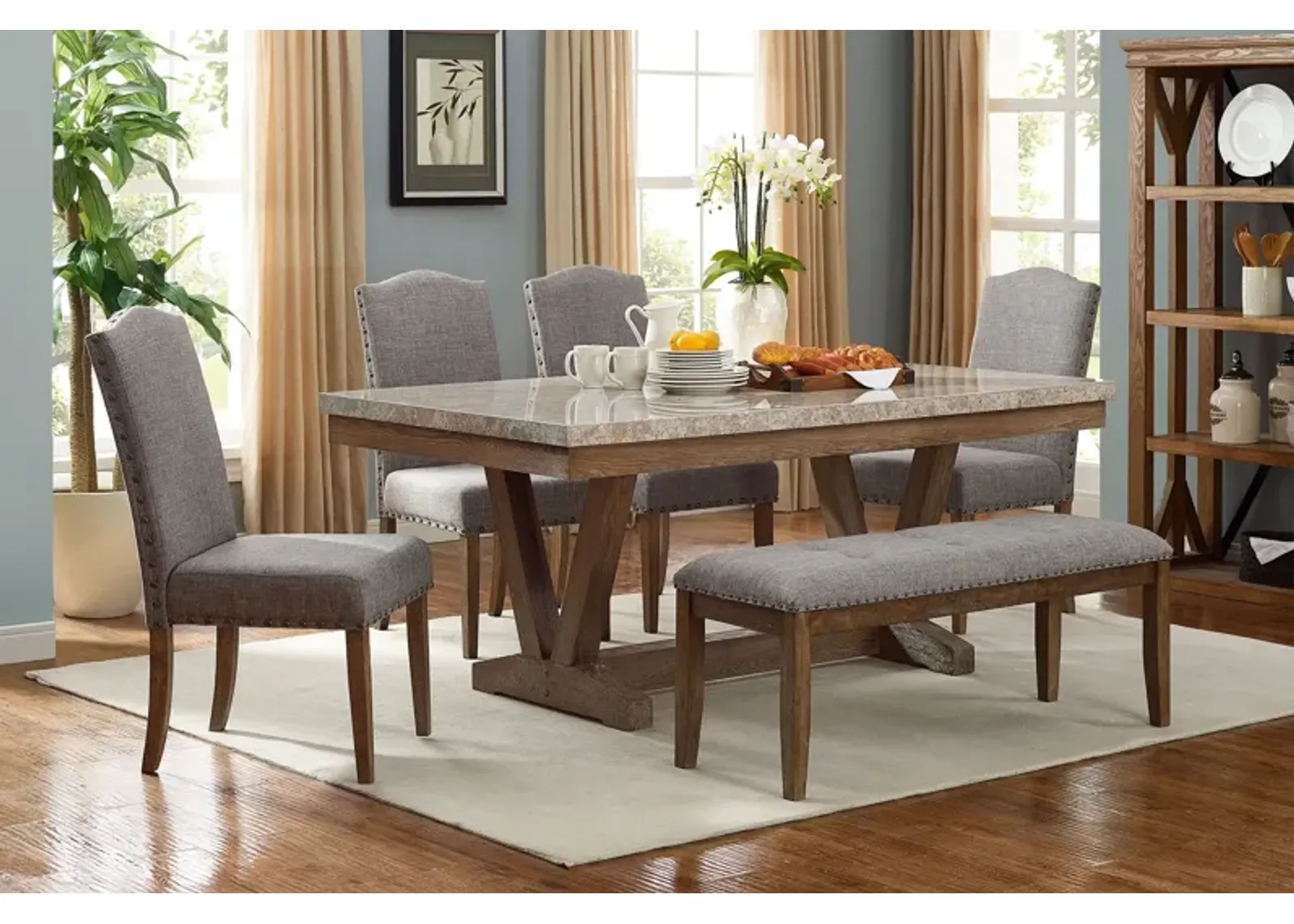 Vesper Rectangular Table + 4 Chairs