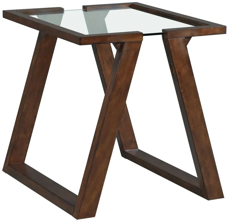 Glass and Wood End Table