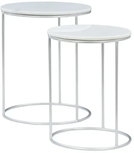 Frenzy Nesting White Marble Tables