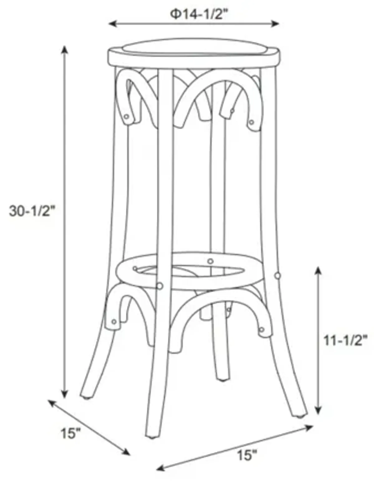 Hyde Walnut Barstool Rattan Seat