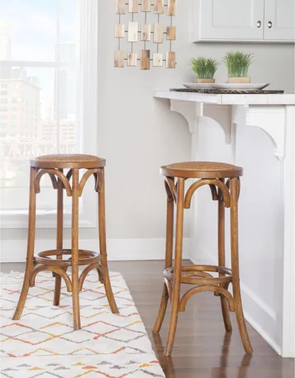 Hyde Walnut Barstool Rattan Seat