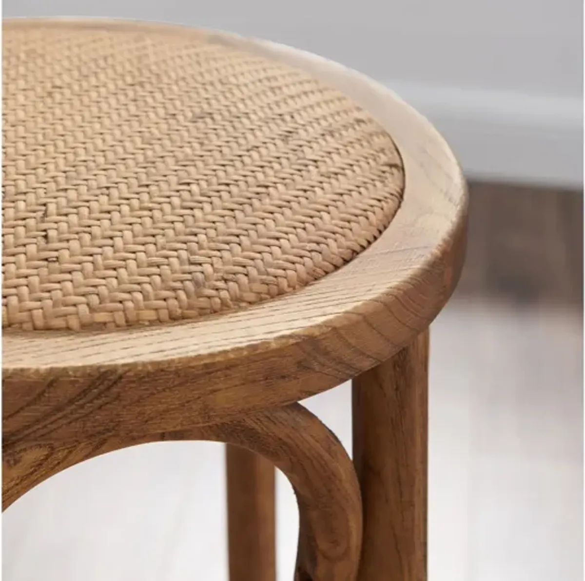 Hyde Walnut Barstool Rattan Seat