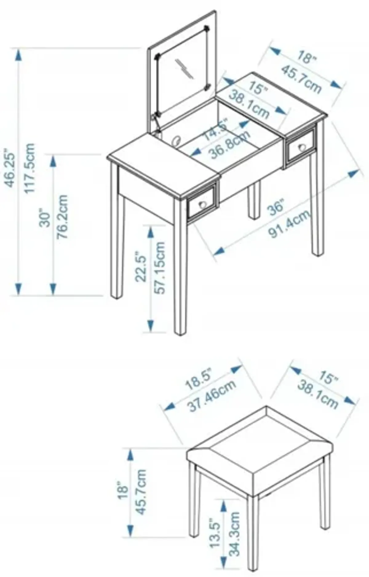 Virginia White Vanity Set