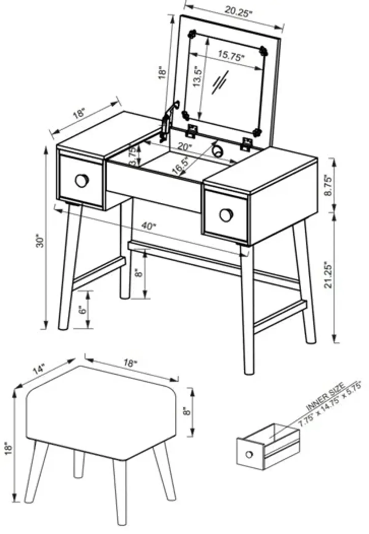 Joanie Vanity With Stool