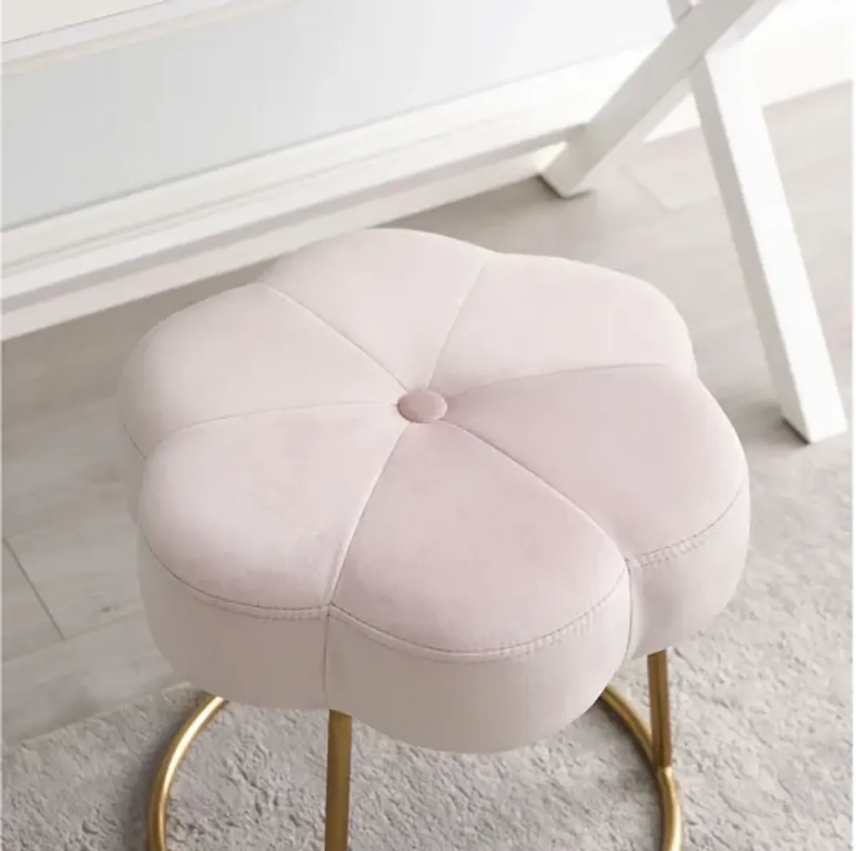 Flower Pink Vanity Stool