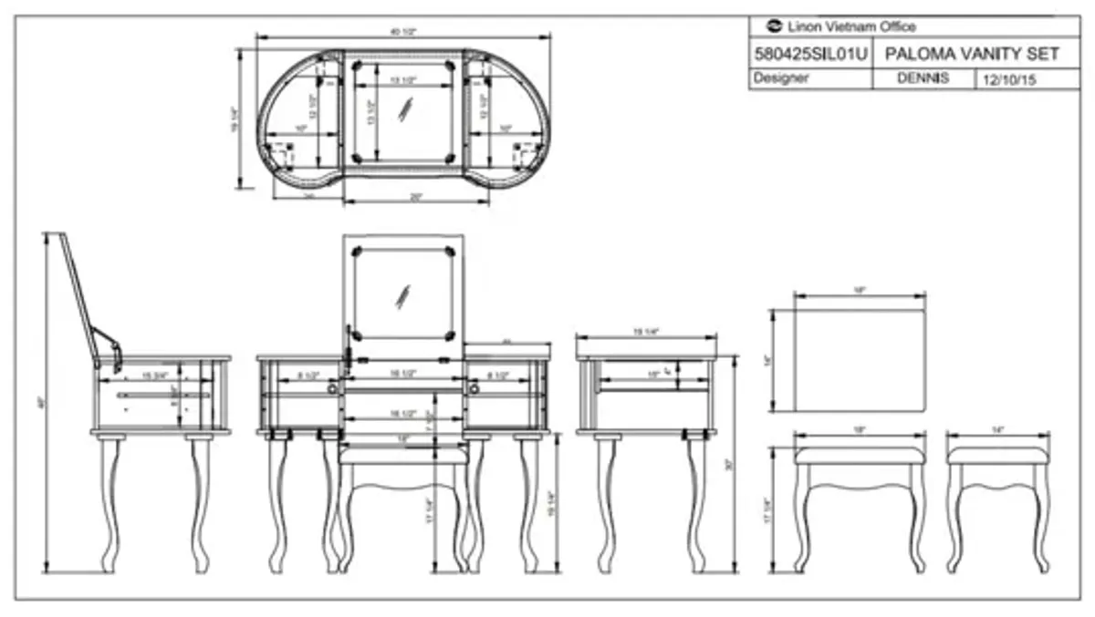 Mallory Silver Vanity Set