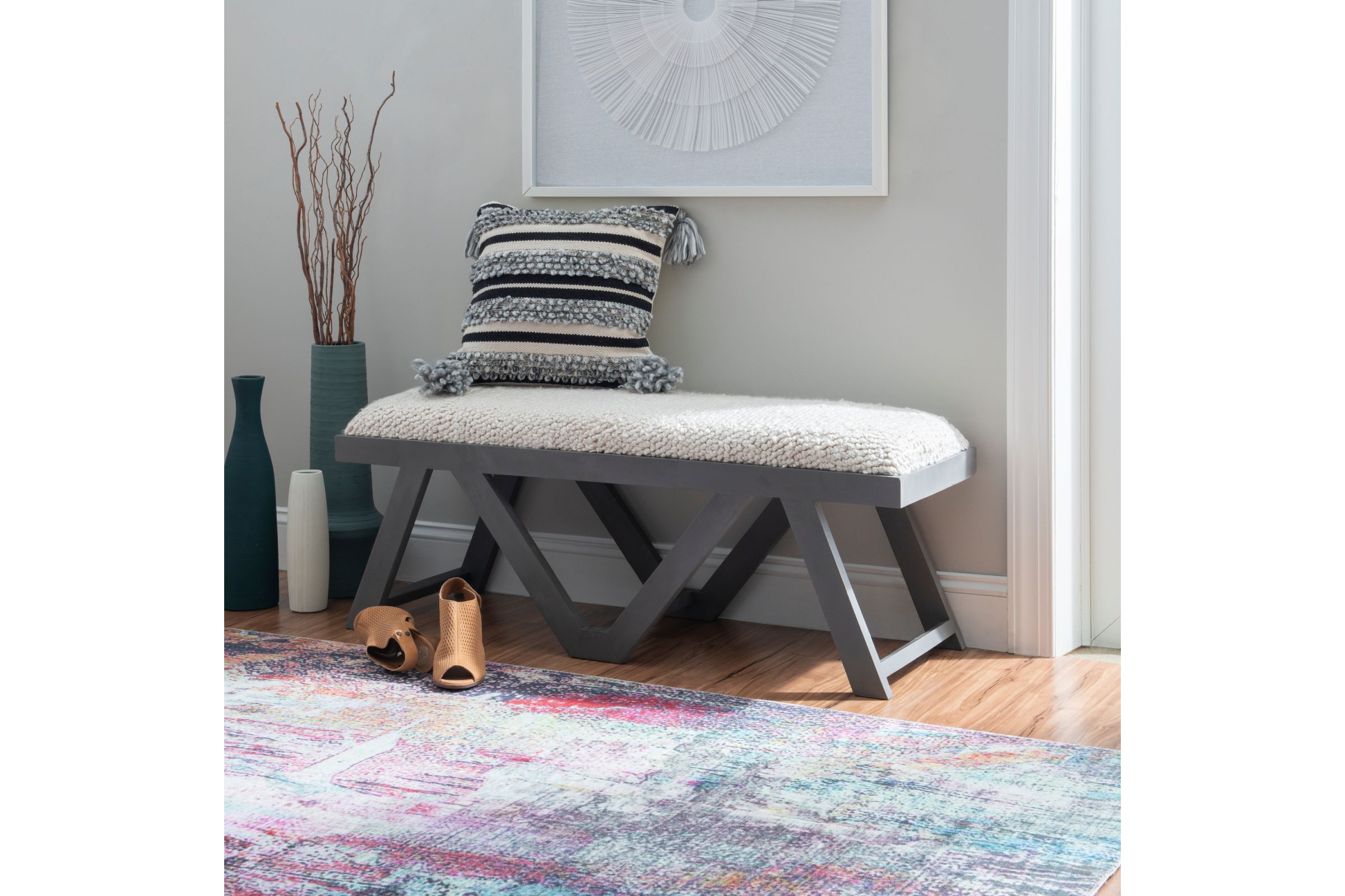 Benicio Grey Upholstered Bench