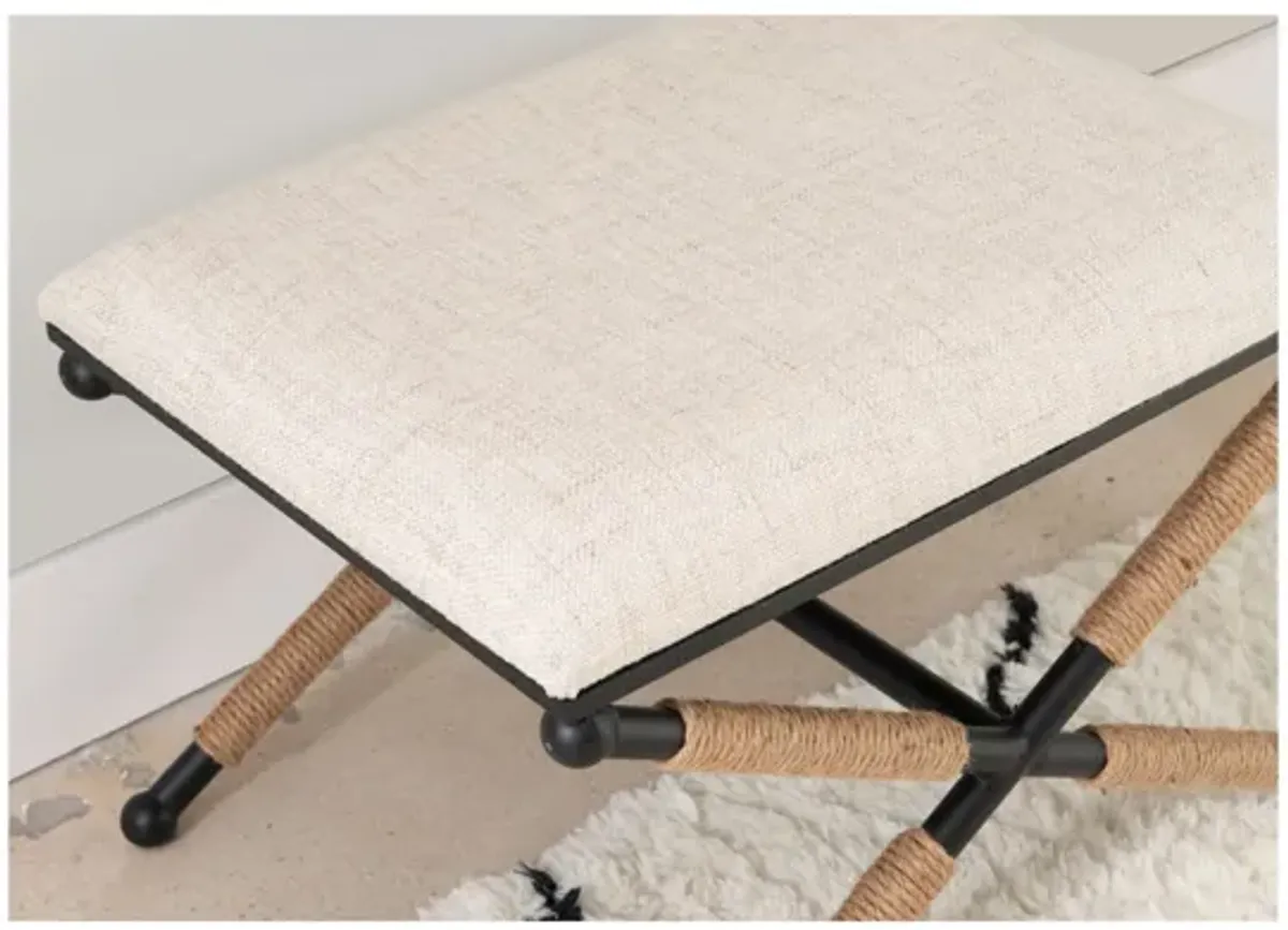 Campaign Linen Accent Stool