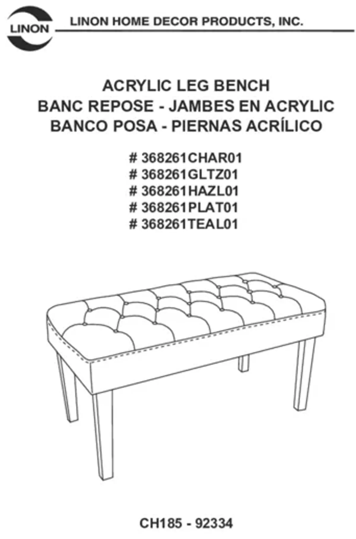 Ella White Acrylic Leg Bench