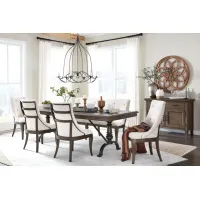 Roxbury Dining Table + 4 Chairs + Bench
