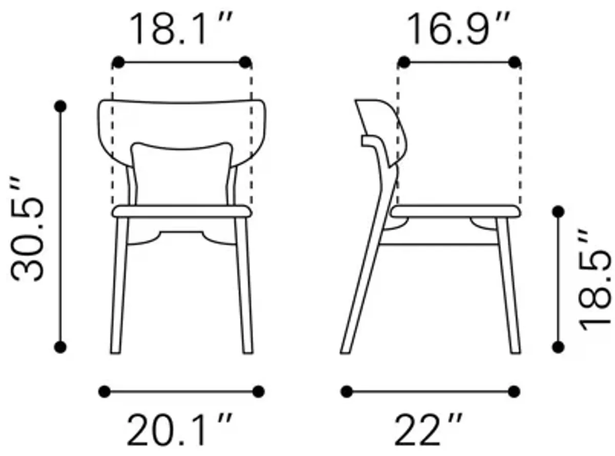 Russell Dining Chair (Set of 2) Walnut & Gray