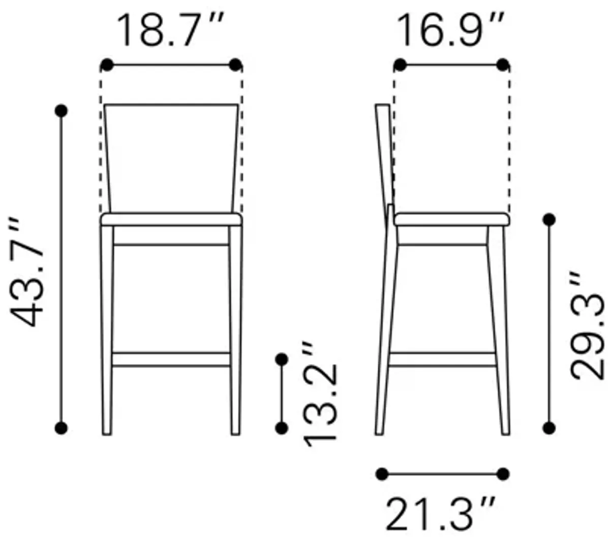 Ambrose Bar Chair (Set of 2) Walnut & Gray