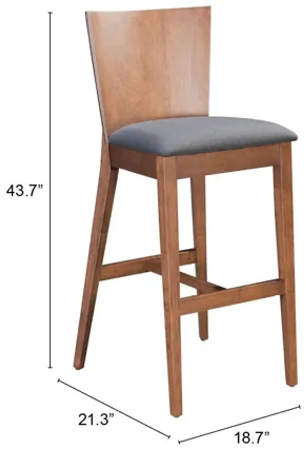 Ambrose Bar Chair (Set of 2) Walnut & Gray