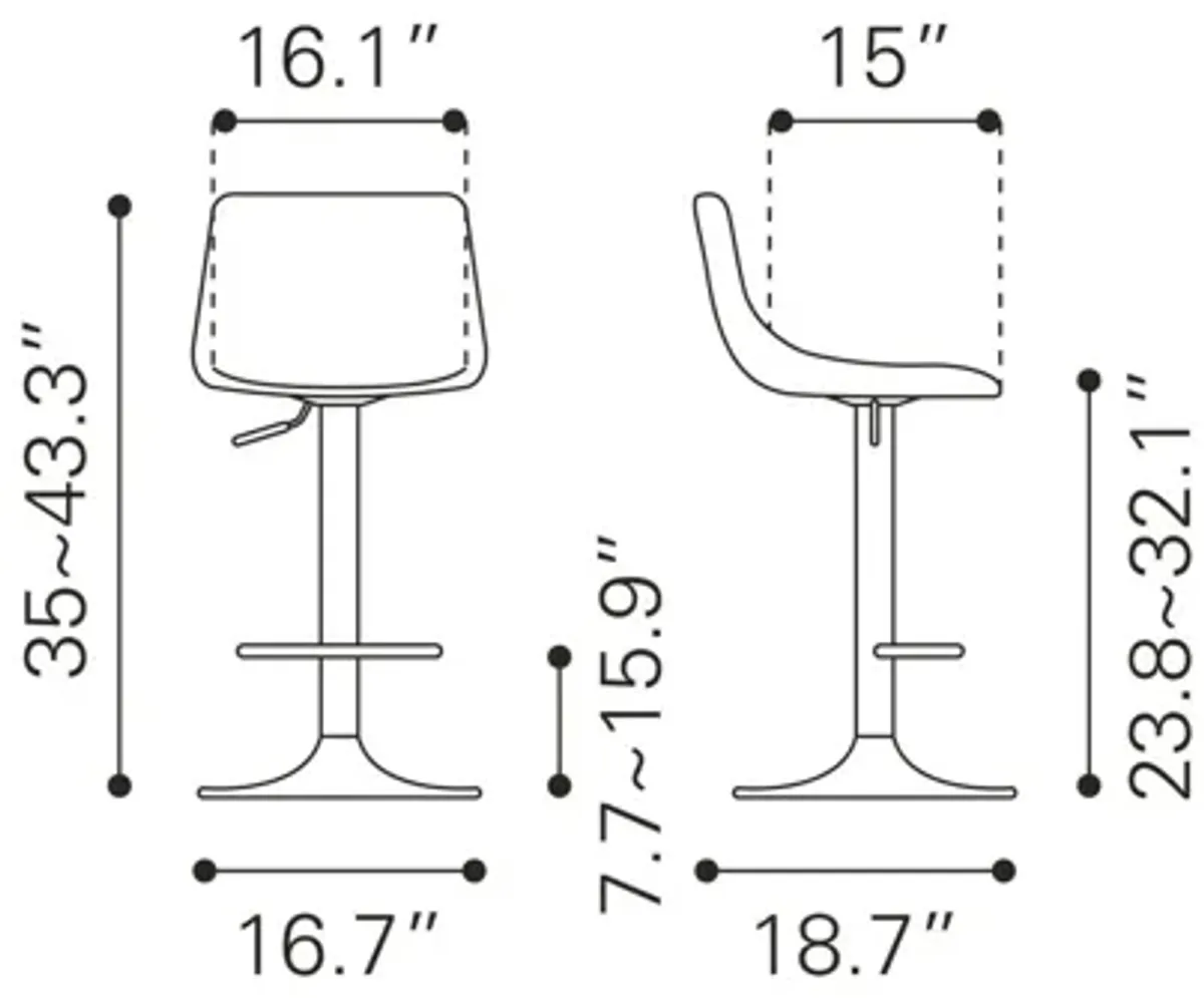 Prima Bar Chair White & Gold