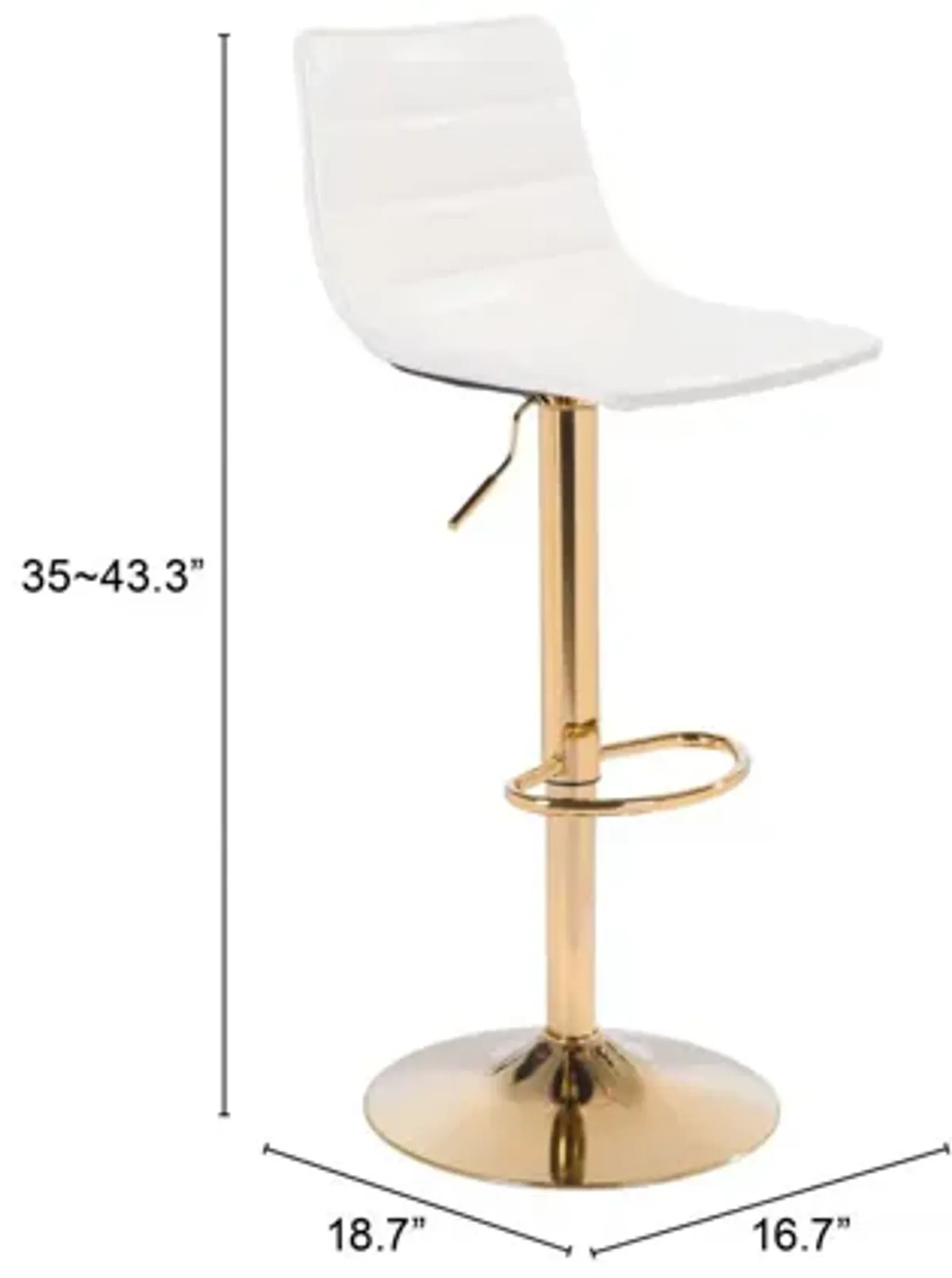 Prima Bar Chair White & Gold